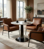 White Marble Black Stainless Steel Round Meeting Table