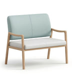 北歐淺藍拼白色PU皮雙座位帶扶手排椅 Minimalist PU Leather 2-Seater Waiting Chair