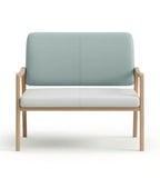 北歐淺藍拼白色PU皮雙座位帶扶手排椅 Minimalist PU Leather 2-Seater Waiting Chair