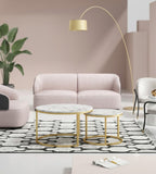 Light Luxury Sintered Stone Round Coffee Table with Golden Metal Legs