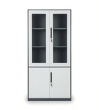 簡約灰色鋼架玻璃門帶鎖文件櫃 Grey Steel Glass Door Filing Cabinet