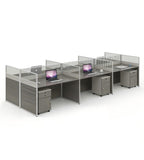 現代灰色木紋帶屏風辦公枱 Modern Grey Wood Grain Office Desk