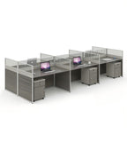 現代灰色木紋帶屏風辦公枱 Modern Grey Wood Grain Office Desk