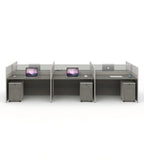 現代灰色木紋帶屏風辦公枱 Modern Grey Wood Grain Office Desk