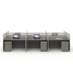現代灰色木紋帶屏風辦公枱 Modern Grey Wood Grain Office Desk