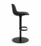 Modern Minimalist Black PU Leather Bar Stool with Black Steel Legs, Adjustable Height