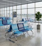 現代藍色PU皮帶扶手位排椅 Modern Blue PU  Waiting Chair