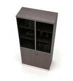 Modern Business Walnut and Khaki Grey Tall Filing Cabinet with Lock