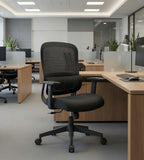 現代黑色網背帶轆辦公椅 Modern Black Mesh Office Chair