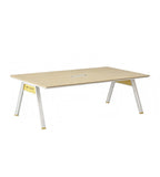 簡約淺木色長方形帶線盒會議枱 Minimalist Light Wood Conference Table