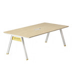 簡約淺木色長方形帶線盒會議枱 Minimalist Light Wood Conference Table