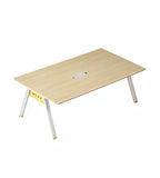 簡約淺木色長方形帶線盒會議枱 Minimalist Light Wood Conference Table