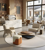 Modern Minimalist Two-Tone Faux Leather and Fabric Solid Wood Frame Sofa Stool