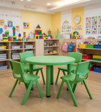 實用綠色四人圓形幼稚園枱椅套裝 Practical Green Round Kindergarten Table