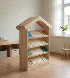 樟子松實木房屋造型幼稚園書 Solid Wood House Shaped Kindergarten Bookcase