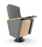 現代灰色PU皮實木帶寫字板禮堂椅 Modern Auditorium Chair with Writing Tablet
