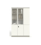 現代米色玻璃帶鎖掩門儲物櫃 Modern Beige Glass Storage Cabinet