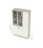 現代米色玻璃帶鎖掩門儲物櫃 Modern Beige Glass Storage Cabinet