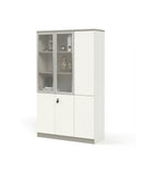 現代米色玻璃帶鎖掩門儲物櫃 Modern Beige Glass Storage Cabinet