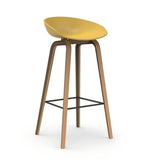 Modern Minimalist Yellow PP Wood Bar Stool