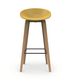 Modern Minimalist Yellow PP Wood Bar Stool