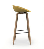 Modern Minimalist Yellow PP Wood Bar Stool