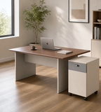 Modern Beige & Grey 1-Drawer 1-Door Mobile Pedestal with Combination Lock