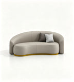 弧形米色仿皮金屬腳雙人辦公梳化 Modern Curved Beige Faux Leather 2-Seater Office Sofa