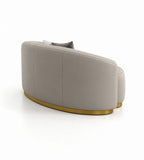 弧形米色仿皮金屬腳雙人辦公梳化 Modern Curved Beige Faux Leather 2-Seater Office Sofa