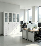 現代白色鋼制帶櫃桶玻璃掩門文件櫃 Modern White Steel Glass Door File Cabinet