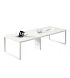 現代白色長方形帶線盒會議枱 Modern White Conference Table