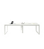 現代白色長方形帶線盒會議枱 Modern White Conference Table