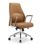 現代淺啡色真皮帶扶手辦公椅 Modern Leather Office Chair