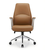 現代淺啡色真皮帶扶手辦公椅 Modern Leather Office Chair