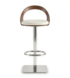 現代輕奢胡桃木色配白色PU皮帶靠背吧椅 Modern Bar Stool