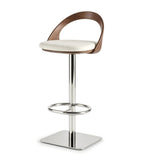 Modern Light Luxury Walnut Color with White PU Leather Back Bar Stool Modern Bar Stool