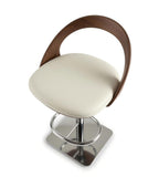 Modern Light Luxury Walnut Color with White PU Leather Back Bar Stool Modern Bar Stool