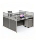 現代灰色木紋帶屏風辦公枱 Modern Grey Wood Grain Office Desk