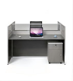 現代灰色木紋帶屏風辦公枱 Modern Grey Wood Grain Office Desk