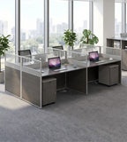 現代灰色木紋帶屏風辦公枱 Modern Grey Wood Grain Office Desk