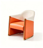 Modern Luxury Orange and White Two-tone PU Leather Armchair