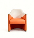 Modern Luxury Orange and White Two-tone PU Leather Armchair