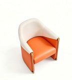 Modern Luxury Orange and White Two-tone PU Leather Armchair