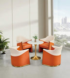 Modern Luxury Orange and White Two-tone PU Leather Armchair