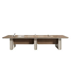 Premium Walnut PU Leather Large Conference Table