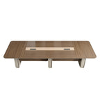 Premium Walnut PU Leather Large Conference Table