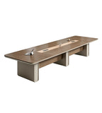 Premium Walnut PU Leather Large Conference Table