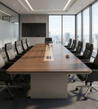 Premium Walnut PU Leather Large Conference Table