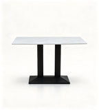 現代白色岩板鋼架長方形餐枱 Modern White Sintered Stone Dining Table