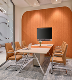 Orange Cantilever Conference Chair with Leatherette Padded Armrests